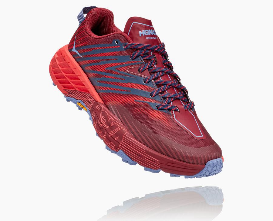 Trail Shoes Womens - Hoka One One Speedgoat 4 - Red - NTRQLWS-60